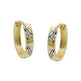 Creole 15x12x3mm Klappscharnier oval bicolor rhodiniert diamantiert 9Kt GOLD