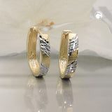 Creole 15x12x3mm Klappscharnier oval bicolor rhodiniert diamantiert 9Kt GOLD