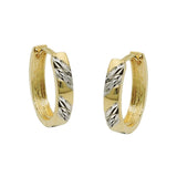 Creole 15x12x3mm Klappscharnier oval bicolor rhodiniert diamantiert 9Kt GOLD
