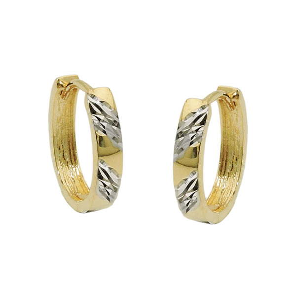 Creole 15x12x3mm Klappscharnier oval bicolor rhodiniert diamantiert 9Kt GOLD