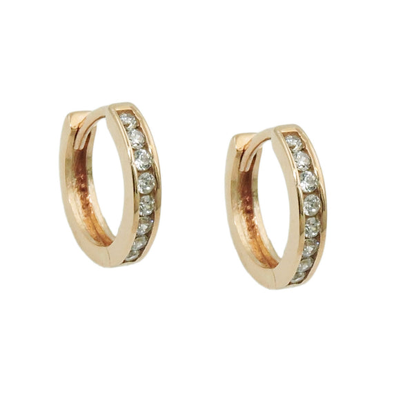 Creole 11x2mm Klappscharnier mit Zirkonias 9Kt GOLD