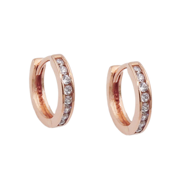 Creole 11x2mm Klappscharnier mit Zirkonias 9Kt Rotgold