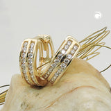 Creole 12x4mm Klappscharnier doppelreihig Zirkonias 9Kt GOLD