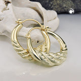 Creole 21x3mm matt glänzend diamantiert 14Kt GOLD