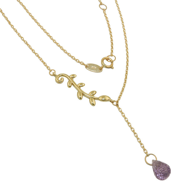 Kette 1mm Y-Kette Amethyst 9Kt GOLD 45cm
