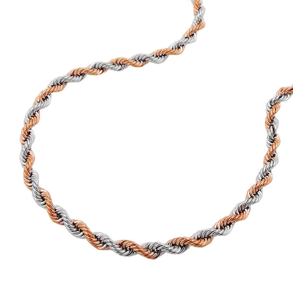 Armband 2mm Kordelkette bicolor 14Kt GOLD 19cm