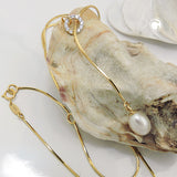 Kette 0,8mm Schlangenkette Y-Kette Collier Zuchtperle Zirkonias 9Kt GOLD 45cm