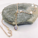 Kette 1,8mm Y-Kette Collier Amethyst Zuchtperle 9Kt Roségold 45cm