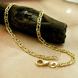 Armband 2,4mm Fantasie Tigerauge 9Kt GOLD 19cm