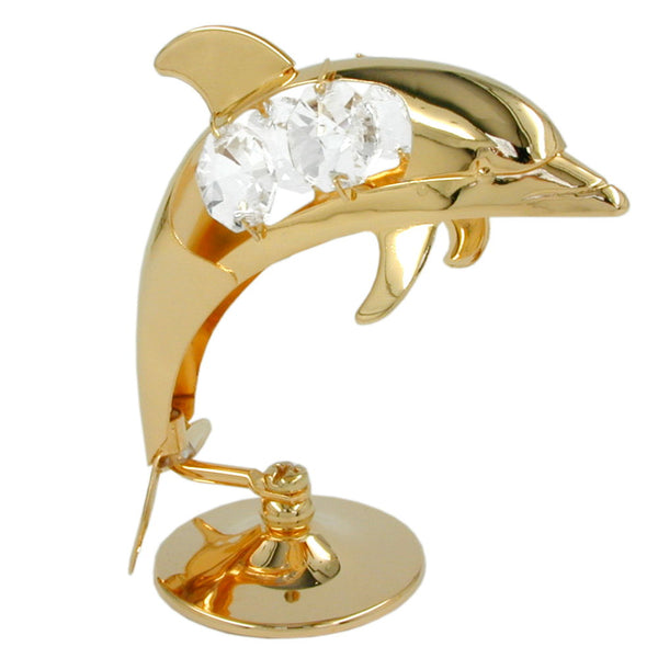Tischdekoration Delfin 79x38mm mit Glas-Steinen