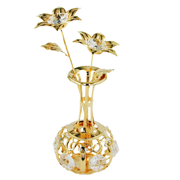 Vase mit Blumen, mit Glas-Steinen