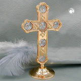 Tischdekoration 135x80mm Kreuz mit Glas-Steinen