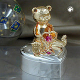 Schmuckdose Herz 65x85mm mit Bär Herz Glas-Stein pink