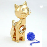 Tischdekoration Katze 74x32mm mit Glas-Steinen
