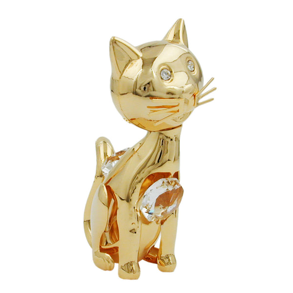 Tischdekoration Katze 74x32mm mit Glas-Steinen