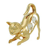 Tischdekoration 74x70mm Katze in Lauerstellung mit Glas-Steinen