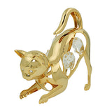 Tischdekoration 74x70mm Katze in Lauerstellung mit Glas-Steinen
