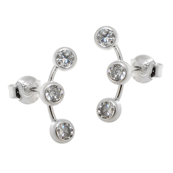 Stecker 15mm mit je 3x Zirkonias Silber 925