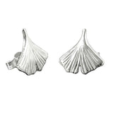 Stecker 12mm Ginkgoblatt glänzend Silber 925