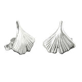 Stecker 12mm Ginkgoblatt glänzend Silber 925