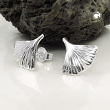Stecker 12mm Ginkgoblatt glänzend Silber 925