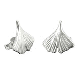 Stecker 12mm Ginkgoblatt glänzend Silber 925
