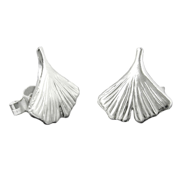 Stecker 12mm Ginkgoblatt glänzend Silber 925