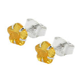 Stecker 5mm Blume Zirkonia citrin gelb Silber 925