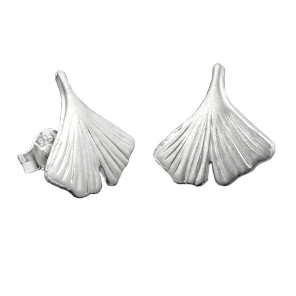 Stecker, 12, Ginkgoblatt matt Silber 925