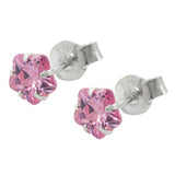 Stecker, Zirkonia pink, Silber 925