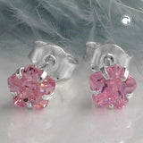 Stecker, Zirkonia pink, Silber 925