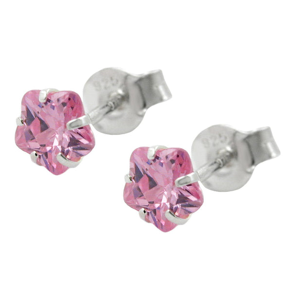 Stecker, Zirkonia pink, Silber 925