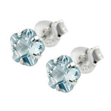 Stecker 5mm Zirkonia hellblau aqua Silber 925