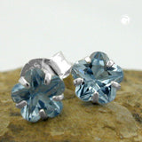 Stecker 5mm Zirkonia hellblau aqua Silber 925