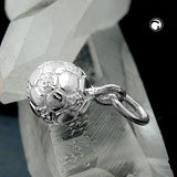Anhänger 6mm Fußball mit Öse glänzend Silber 925
