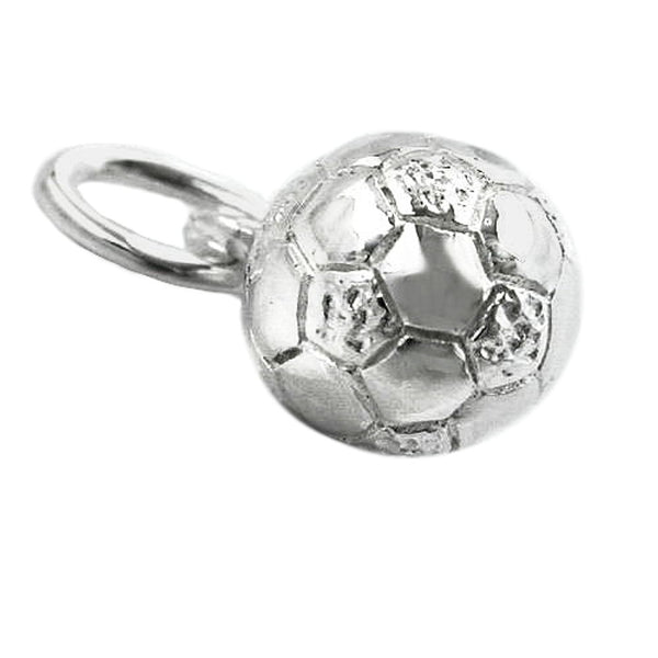 Anhänger 6mm Fußball mit Öse glänzend Silber 925