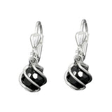Ohrbrisur Ohrhänger Ohrringe 22x7mm Zirkonia schwarz facettiert umwickelt Silber 925