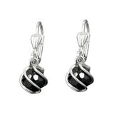 Ohrbrisur Ohrhänger Ohrringe 22x7mm Zirkonia schwarz facettiert umwickelt Silber 925