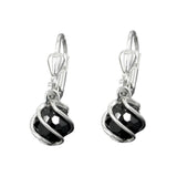 Ohrbrisur Ohrhänger Ohrringe 22x7mm Zirkonia schwarz facettiert umwickelt Silber 925