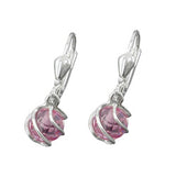 Ohrbrisur Ohrhänger Ohrringe 22x7mm Zirkonia pink facettiert umwickelt Silber 925