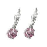 Ohrbrisur Ohrhänger Ohrringe 22x7mm Zirkonia pink facettiert umwickelt Silber 925