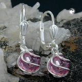 Ohrbrisur Ohrhänger Ohrringe 22x7mm Zirkonia pink facettiert umwickelt Silber 925