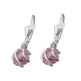 Ohrbrisur Ohrhänger Ohrringe 22x7mm Zirkonia pink facettiert umwickelt Silber 925