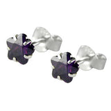 Stecker 5mm Zirkonia amethystfarben Silber 925