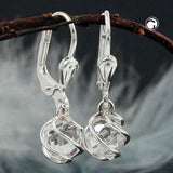 Ohrbrisur Ohrhänger Ohrringe 22x7mm Zirkonia weiß facettiert umwickelt Silber 925