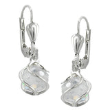 Ohrbrisur Ohrhänger Ohrringe 22x7mm Zirkonia weiß facettiert umwickelt Silber 925