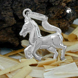 Anhänger, 12mm Pferd glänzend Silber 925