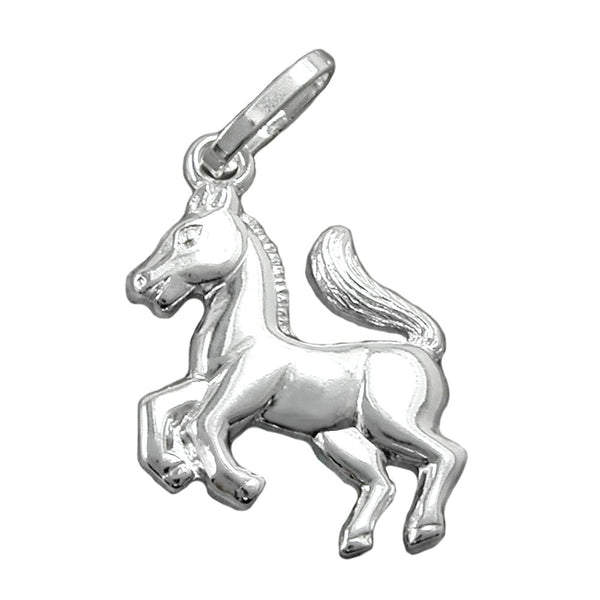 Anhänger, 12mm Pferd glänzend Silber 925