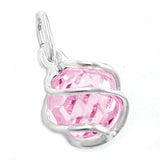 Anhänger, Zirkonia pink umwickelt Silber 925