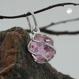 Anhänger, Zirkonia pink umwickelt Silber 925